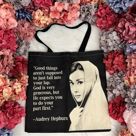 Eco-Friendly Iconic Audrey Hepburn Folding Tote Bag - Picture 2 of 15